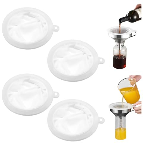 4 Piezas Colador de Malla Fina de Nylon para Alimentos - 200/300/400/450 Micras con Asa para Filtrar Jugo, Vino, Café, Leche - Lavable en Lavavajillas