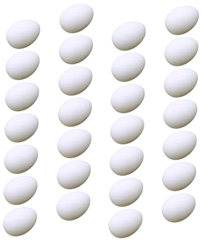 GARVALON Simulation Pigeon Eggs Creative Fake Egg for Pigeon Breeding Home Use 28Pcs White 1.49X1.10X1.10 Inch