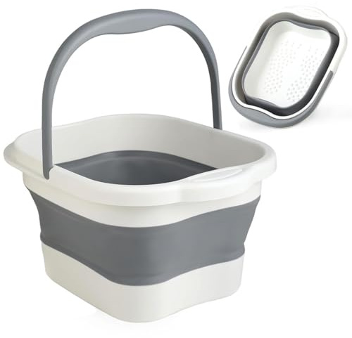 Vasca da bagno per piedi pieghevole, capacità 13 l, pediluvio pieghevole con massaggio, vasca da bagno per pediluvio multiuso, per alleviare lo stress, per pediluvio e alleviare la fatica.