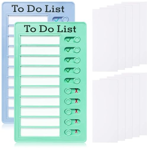 FAYAHAR 2 stycken checklista brädor, 20 x 12 cm To Do List checklista bräda, tavla Chore Chart med 10 tomma blanka kort, bärbar, för barn vuxna tidsplan inlärningsplanering