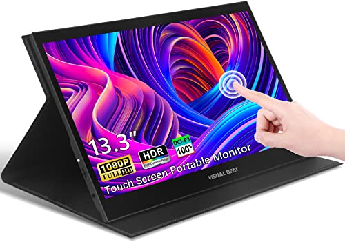 V Beat Monitor Portátil Táctil 13.3 con Funda, Pantalla IPS Full HD 1080P, USB-C y Mini-HDMI Plug & Play, Altavoces Duales, VESA 75x75, Ultradelgado para Laptop, MacBook, PC, Móvil y Consolas