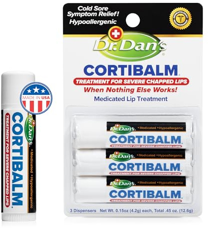 Dr. Dan's Cortibalm -3 Pack -for Dry Cracked Lips - Healing Lip Balm for Severely Chapped Lips- Designed for Men, Women and Children