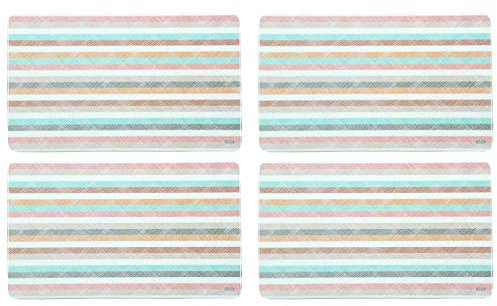 Kesper 31254 Dekor-Frühstücksbrettchen mit Streifen, Melamin, eckig 23,5 x 14,5 x 0,4 cm, mehrfarbig (4 Stück)