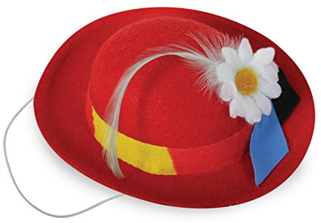 Mini-Hut, Sortiert, mit Blume und Federn, Fascinator, Minihut, Karneval, Accessoires (rot)