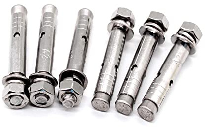 M8x60mm Expansion Bolts Concrete Wall Bolts 304 Stainless Steel Hex Head Sleeve Anchor Expanding Shield Anchor Fastener,Great for Concrete,Drywall,Brick Walls,Block Wall to Support Heavy Load,6 Pack