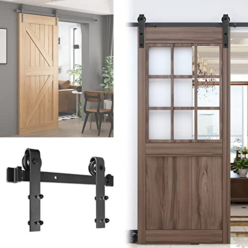 VA-Cerulean Schiebetürbeschlag Schiebetür Schiene Komplettset 183CM Laufschienen für Schiebetüren Schiebetürsystem Schiebetür Schienensystem Set mit Rollen Hängeschiene Holztür Scheunentor Innentür