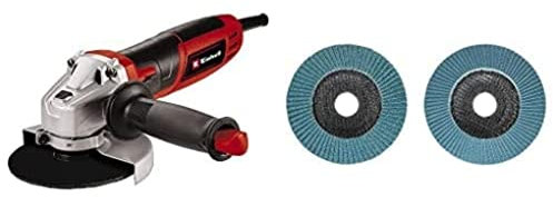 Einhell Meuleuse d'angle TC-AG 125/850 (850W, protection du disque, blocage de broche, protection contre le redémarrage, poignée supplémentaire 2 positions, Ø 125 mm) + Kit de 2 disques à lamelles