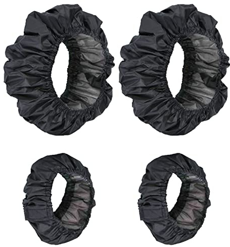 Lot de 4 housses de roue pour bébé - Housses de roue pour fauteuil roulant - Imperméables et anti-taches - Accessoires anti-poussière - Noir