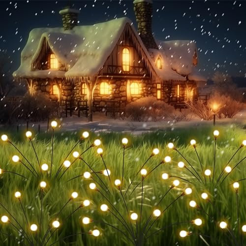 PATIOPIA Luci solari da giardino, 80 LED Firefly Luci da giardino solari per esterni, Luci solari per esterni impermeabili per cortile, patio, vialetto, decorazione