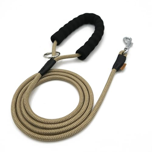 Aiminto Dog Leash, Braided Rope Traction – Walking Training Lead for Small Dogs ((1/3) x 6FT, Khaki)