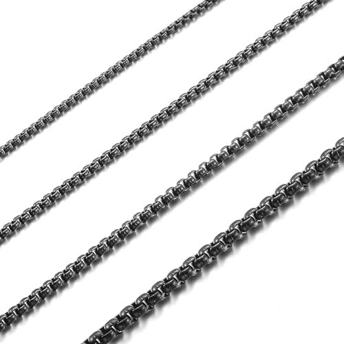 RWQIAN Herrhalsband rostfritt stål kedja silver/guld/svart venetiansk kedja herr briolette kedja dam låda halsband bredd 2/2,5/3/4 mm längd 45–70 cm