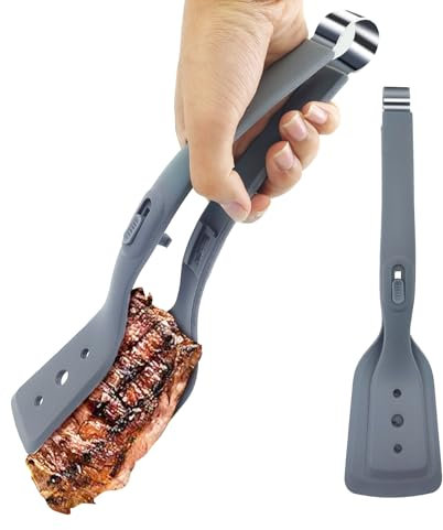 DONQL Pinze da cucina in silicone, 2 in 1, spatola e pinza, fritto Egg Spatula, clip a pala doppio lato per arrostire pesce, pinza per afferrare e girare uova fritte, pancake pane