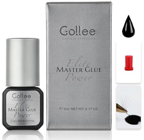 GOLLEE Pegamento Para Pestañas Postizas Pelo a Pelo Extensiones de Pestañas 0,7 fl.oz/5 ml 0.5-1s 5-6 Semanas Resistente