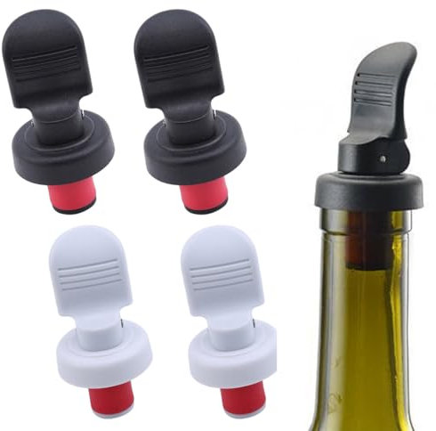 Paquete de 4 tapones para botellas de vino tinto, tapones de vino herméticos y a prueba de fugas, corchos reutilizables, mantienen el vino fresco, se utilizan en hogares, restaurantes, bares