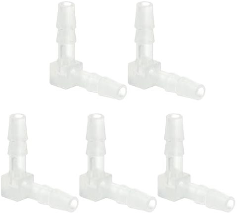PATIKIL Coude à 90 degrés en Plastique de 0,16, 5 Pack Raccords en L-Barb Connecteur de jonction égal à Deux Voies pour Tuyau d'pour Aquarium Carburant gaz Liquide air