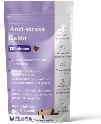 Anti-stress Chat - Anti marquage Urinaire, Anti griffade - Apaisant contre les problèmes comportementaux du chat ou changements (déménagement) - 120 bouchées naturelles très appétentes - Calmant chat