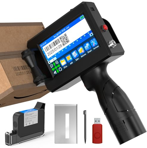 BESTECCT Portable Handheld Inkjet Printer Gun-0.5 Inch Nozzle for Logo/Batch Number/QR Code on Any Surface (Metal,Wood,Glass,Cloth,Carton) with Quick-Drying Ink & Multi-Language Support