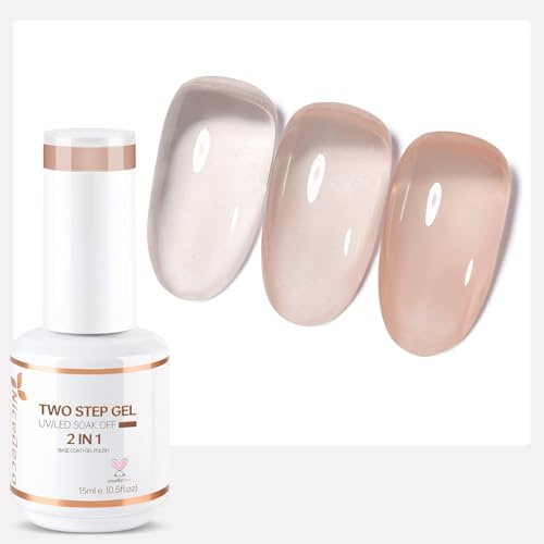 Nicedeco halvpermanent nagellack 2-i-1 gelé gel nagellack gör-det-själv nagelkonst högglans gelégel polish med ett steg UV/LED blötläggning off baslack 1 x 10 ml – 009
