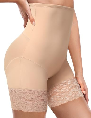 Wiepux Magkontroll underbyxor dam hög midja formande kroppsbyxor byxformande kroppsbyxor sträng formande kroppsformare rumplyft magkontroll korta byxor shorts, Beige, XL