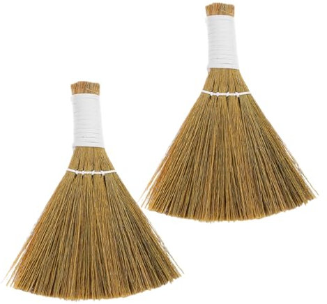 TOYANDONA 2 Pièces Petit Balai Miscanthus Balai De Ménage Petite Brosse Brosse De Balayage à Main Balayeuse De Table à Main Petite Balayeuse De Bureau Miscanthus Kaki