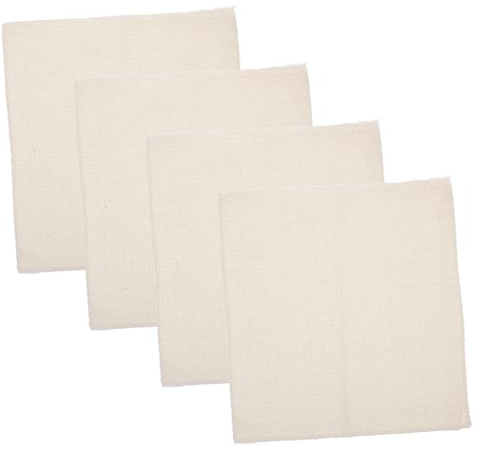 Veemoon Tessuto per Punto Croce e Punch Needle 26x26 Cm 4 Pezzi Set in Lino per Ricamo Fai da Te Principianti Tessuto da Ricamo Portatile per Lavori Manuali Artigianali e Decorazioni