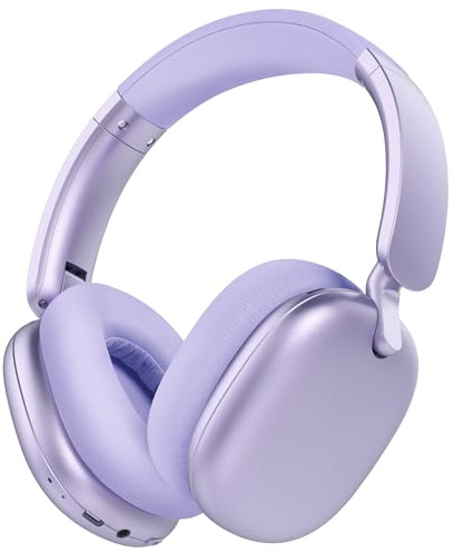 RORSOU C6 Cuffie con Cancellazione Attiva del Rumore, Cuffie Wireless Over Ear Bluetooth, Cuffie Leggere Piegevoli con Cupole Profonde per Bassi Comfort e Microfono Viola