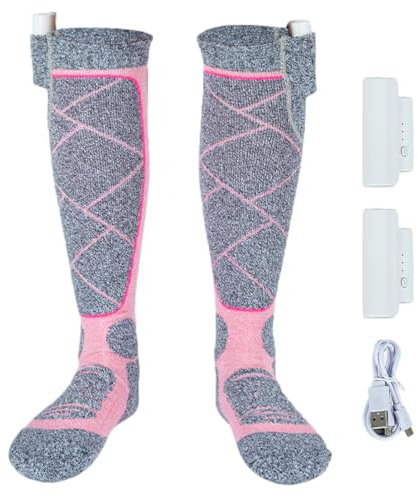 Bollisate Calcetines calefactados, 2200 mAh, batería Recargable, Ajuste de 3 Sistemas de calefacción, Calcetines cálidos de Invierno, frío Extremo para Camping, Senderismo, esquí, Ciclismo