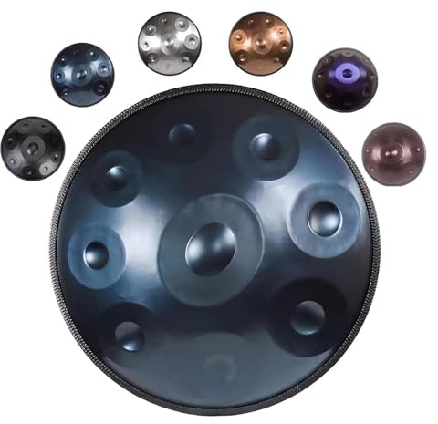 Handpan Drum for Adults Steel Hand Pan Drum 432Hz/440hz 9/10/12 Notes Percussion Instrument in D Minor with Stand Hand Pan Bag Mallets, Handpan 22 Inches Drum Set(Blue,432HZ/10Note)