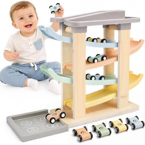 Joyreal kulbana baby trä – Montessori billeksak 1 2 år, kulbanor träleksak barnleksak present till första dagen pojke flicka baby