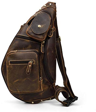 LUUFAN Sac à Bandoulière en Cuir Véritable Cross Crossbody pour Hommes (Brown 3)