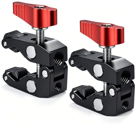 Andoer 2-pack krabbtångsklämma superklämma 1/4 och 3/8 gängad för DSLR rig LCD-skärm studio ljus kamera magisk arm foto studio tillbehör