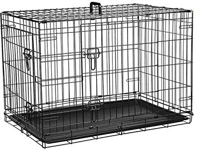 Ribelli Hundetransportbox – pulverbeschichtet und zusammenklappbar – Hundekäfig aus Metall in 2 Größen – Tierkäfig mit 2 Türen und Tragegriffen – belastbar bis 43 kg (XXL 107x77x71 cm)
