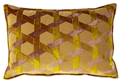 Paoletti Delano Feather Filled Cushion, Ochre/Blush, 40 x 60cm