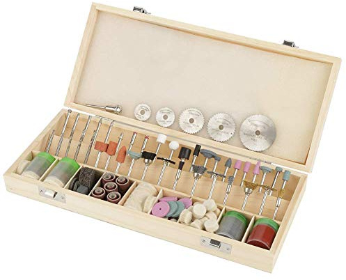 Accessoires d'Outil Rotatif, Kit de 242 Pièces pour Meuleuses Électriques avec Boîte de Rangement en Bois, pour Meulage, Gravure, Découpe et Polissage