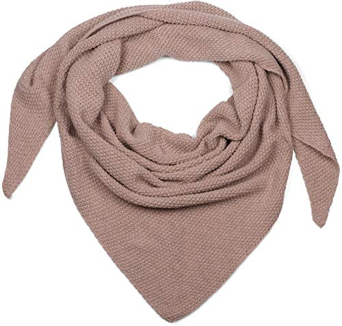 styleBREAKER Sciarpa triangolare da donna in maglia morbida con motivo a chicchi di riso, tinta unita, in misto lana, made in Italy, 190x72 cm, colore:Rosa antico vecchio