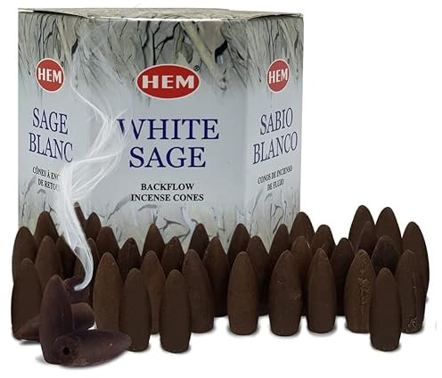 TRUMIRI Räucherkegel für Wasserfall und Matte, 40 Stück, 2 Sets à 20 Stück, weißer Salbei