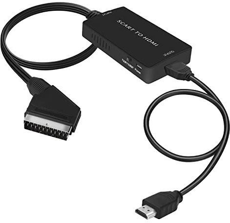 uhddadi Adaptateur péritel vers HDMI avec câbles HDMI, Full HD 720P/1080P Switch Audio Converter pour HDTV Moniteur STB VHS Xbox PS3 Sky Blu-Ray Lecteur DVD, Noir
