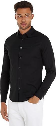 Calvin Klein Uomo Camicia Slim Stretch Shirt Maniche Lunghe, Nero (CK Black), S