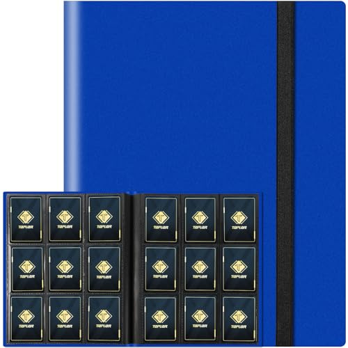 Trading Card Binder Holder 9 Pocket Card Album Folder, Card Collection Binder with 360 Side Loading Pocket Card Book Fit for MTG Baseball Football Sports Card Play Cards (navy blue, 360 Pockets)