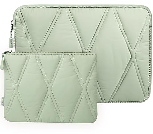 Voova Puffy Laptop Sleeve Case for 14 to 15 Inch Laptops, Mint Green | Compatible with MacBook Air 15 M2/M3/M4, MacBook Pro 14/15, hp chromebook 14, Computer Cover Bag with Accessories Pouch