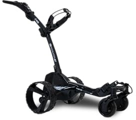 MGI Zip Navigator All Terrain Electric Golf Cart - 36 Hole Battery - Remote Control - Accessories Included (Drink, Umbrella, & GPS-Phone Holer), Gloss Black-Matte Black