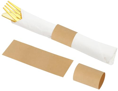 XINGYUNDEL Napkin Bands, Paper Napkin Rings Self Adhesive,Silverware Wraps Bands,Table Setup Wedding Event Party Supply(Kraft, 200pcs)