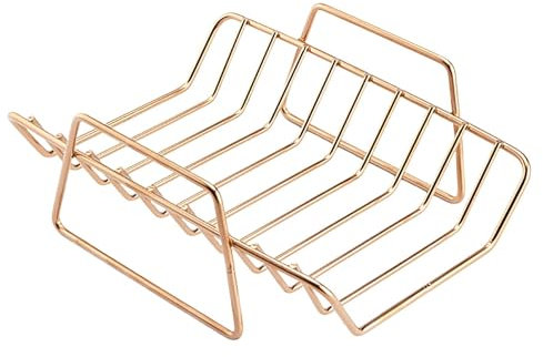 Rack pour côtelettes antiadhésives, Rack pour côtelettes de barbecue - Support de support pour rack antiadhésif - Grille pour rôtir peut contenir jusqu'à 10 côtelettes, acier inoss