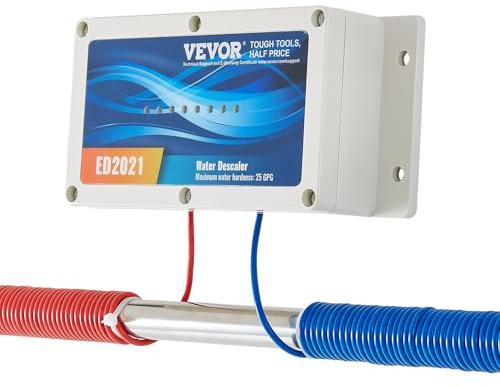 VEVOR Elektronisches Wasserentkalkersystem, salzfreier Entkalker für das ganze Haus, Wasserenthärter zur Reduzierung von Kalkablagerungen, für alle Arten von Sanitärrohren