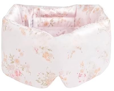 LOHAS Home Uthra-Large 100% natursilke sovmask 3D-skydd dubbelsidig mullbärssilke mörkläggande ögonmask, små blommor