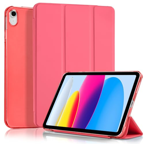4UBonLife Custodia Per iPad 11ª Generazione A16 11 Pollici 2025, iPad 10ª Generazione10,9 Pollici 2022, Cover Protettiva Sottile e Leggera con Retro Rigido Traslucido Guscio Cover, Anguria Rossa