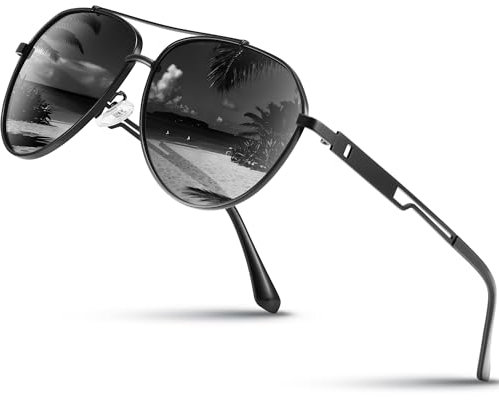 Wrimen Sonnenbrille-Herren-Damen-Polarisiert-Metallrahmen-Unisex-UV400-Schutz-Klassische Ultraleichte für Fahren,Angeln,Laufen & Outdoor(Grau)