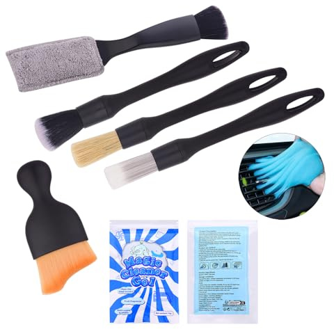 Gzfatyong 6PCS Car Detailing Brush Set Soft Boars Hair Car Interior Detailing Brushes Car Interior Detailing Kit Car Cleaning Gel Supplies Kit Car Dust Brush Car Accessories for Truck, Ruv, Interior