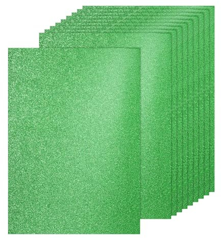 PATIKIL 60 ark gräsgrön glitterkartong, 21 x 29,7 cm A4 glitterpapper kartong högglans scrapbook 250 g/m² glitterpapper, stort skikt för pyssel, scrapbook, gör-det-själv konst, bröllop, fest