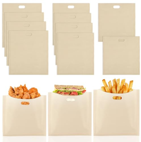 PEASUG Lot de 10 sacs à grille-pain réutilisables, résistants à la chaleur, antiadhésifs, lavables compatibles avec grille-pain, micro-ondes, parfaits pour grille-pain, fromage, sandwich, toast